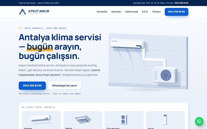 Antalya Klimacısı tek sayfa web sitesi